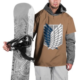 Накидка на куртку 3D с принтом Атака Титанов (эмблема) #3 в Петрозаводске, 100% полиэстер |  | attack on titan | shingeki no kyojin | атака титанов | белый | коричневый | серый | синий | эмблема разведчиков