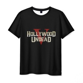 Мужская футболка 3D с принтом Hollywood Undead в Петрозаводске, 100% полиэфир | прямой крой, круглый вырез горловины, длина до линии бедер | five | hollywood undead | v