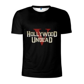Мужская футболка 3D спортивная с принтом Hollywood Undead в Петрозаводске, 100% полиэстер с улучшенными характеристиками | приталенный силуэт, круглая горловина, широкие плечи, сужается к линии бедра | Тематика изображения на принте: five | hollywood undead | v