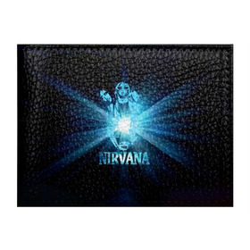 Обложка для студенческого билета с принтом Группа Nirvana в Петрозаводске, натуральная кожа | Размер: 11*8 см; Печать на всей внешней стороне | kurt cobain | nirvana | вечная память | гитара | гранж | кумир | курт кобейн | лучи | микрофон | музыкант | надпись | нирвана | певец | рок | свет
