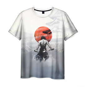 Мужская футболка 3D с принтом Японский самурай в Петрозаводске, 100% полиэфир | прямой крой, круглый вырез горловины, длина до линии бедер | ниндзя | самурай | япония