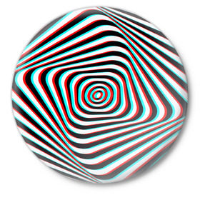 Значок с принтом RGB optical в Петрозаводске,  металл | круглая форма, металлическая застежка в виде булавки | абстракция | волны | краска | линии | оптические | полосы | разводы | узоры | фрактал | цветные