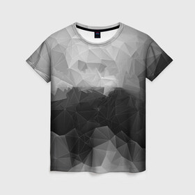 Женская футболка 3D с принтом Polygon gray в Петрозаводске, 100% полиэфир ( синтетическое хлопкоподобное полотно) | прямой крой, круглый вырез горловины, длина до линии бедер | abstraction | polygon | абстракция | грань | краски | кубик | кубики | линии | мозаика | ребро | текстура | узор