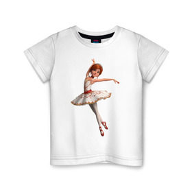 Детская футболка хлопок с принтом Балерина в Петрозаводске, 100% хлопок | круглый вырез горловины, полуприлегающий силуэт, длина до линии бедер | Тематика изображения на принте: балерина | виктор | камилла | одетта | опера | фелис