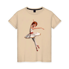 Женская футболка хлопок с принтом Балерина в Петрозаводске, 100% хлопок | прямой крой, круглый вырез горловины, длина до линии бедер, слегка спущенное плечо | балерина | виктор | камилла | одетта | опера | фелис