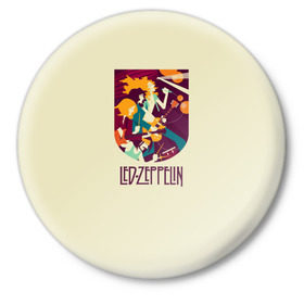 Значок с принтом Led Zeppelin Art в Петрозаводске,  металл | круглая форма, металлическая застежка в виде булавки | poster