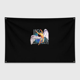 Флаг-баннер с принтом Led Zeppelin Angel в Петрозаводске, 100% полиэстер | размер 67 х 109 см, плотность ткани — 95 г/м2; по краям флага есть четыре люверса для крепления | рок