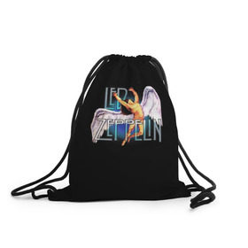 Рюкзак-мешок 3D с принтом Led Zeppelin Angel в Петрозаводске, 100% полиэстер | плотность ткани — 200 г/м2, размер — 35 х 45 см; лямки — толстые шнурки, застежка на шнуровке, без карманов и подкладки | Тематика изображения на принте: рок