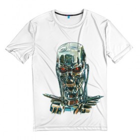 Мужская футболка 3D с принтом Терминатор в Петрозаводске, 100% полиэфир | прямой крой, круглый вырез горловины, длина до линии бедер | Тематика изображения на принте: арт | минимализм | мода | стиль