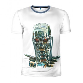 Мужская футболка 3D спортивная с принтом Терминатор в Петрозаводске, 100% полиэстер с улучшенными характеристиками | приталенный силуэт, круглая горловина, широкие плечи, сужается к линии бедра | арт | минимализм | мода | стиль