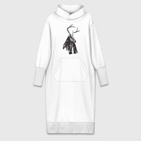 Платье удлиненное хлопок с принтом Адепт в Петрозаводске,  |  | готический | животное | лес | мистика | мрачное | ночь | олень | рога | страшное | череп
