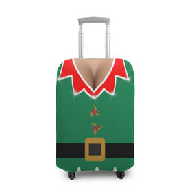 Чехол для чемодана 3D с принтом Костюм девушки эльфа в Петрозаводске, 86% полиэфир, 14% спандекс | двустороннее нанесение принта, прорези для ручек и колес | год собаки | дед мороз | зеленый | костюм | костюм девушки | новое | новый год | омела | прикол | санта | снегурочка | хит | эльф
