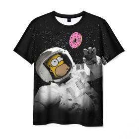 Мужская футболка 3D с принтом Space Homer в Петрозаводске, 100% полиэфир | прямой крой, круглый вырез горловины, длина до линии бедер | homer | simpsons | гомер | симпсон | симпсоны