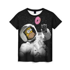 Женская футболка 3D с принтом Space Homer в Петрозаводске, 100% полиэфир ( синтетическое хлопкоподобное полотно) | прямой крой, круглый вырез горловины, длина до линии бедер | homer | simpsons | гомер | симпсон | симпсоны