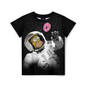 Детская футболка 3D с принтом Space Homer в Петрозаводске, 100% гипоаллергенный полиэфир | прямой крой, круглый вырез горловины, длина до линии бедер, чуть спущенное плечо, ткань немного тянется | homer | simpsons | гомер | симпсон | симпсоны