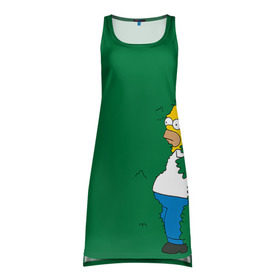 Платье-майка 3D с принтом Green в Петрозаводске, 100% полиэстер | полуприлегающий силуэт, широкие бретели, круглый вырез горловины, удлиненный подол сзади. | homer | simpsons | гомер | симпсон | симпсоны