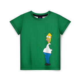 Детская футболка 3D с принтом Green в Петрозаводске, 100% гипоаллергенный полиэфир | прямой крой, круглый вырез горловины, длина до линии бедер, чуть спущенное плечо, ткань немного тянется | homer | simpsons | гомер | симпсон | симпсоны