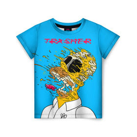 Детская футболка 3D с принтом TRASHER в Петрозаводске, 100% гипоаллергенный полиэфир | прямой крой, круглый вырез горловины, длина до линии бедер, чуть спущенное плечо, ткань немного тянется | homer | simpsons | гомер | симпсон | симпсоны
