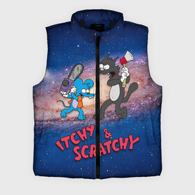 Мужской жилет утепленный 3D с принтом Itchy  Scratchy space в Петрозаводске,  |  | simpsons | the itchy  scratchy | симпсоны | щекотка и царапка