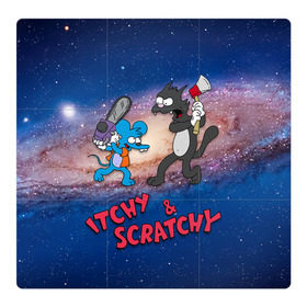 Магнитный плакат 3Х3 с принтом Itchy & Scratchy space в Петрозаводске, Полимерный материал с магнитным слоем | 9 деталей размером 9*9 см | simpsons | the itchy  scratchy | симпсоны | щекотка и царапка