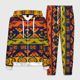 Мужской костюм 3D с принтом Африканские символы в Петрозаводске, 100% полиэстер | Манжеты и пояс оформлены тканевой резинкой, двухслойный капюшон со шнурком для регулировки, карманы спереди | africa | pattern | африка | африканские мотивы | народы африки | национальная одежда | переплетение нитей | ткани | узор | этнический узор