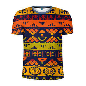 Мужская футболка 3D спортивная с принтом Африканские символы в Петрозаводске, 100% полиэстер с улучшенными характеристиками | приталенный силуэт, круглая горловина, широкие плечи, сужается к линии бедра | africa | pattern | африка | африканские мотивы | народы африки | национальная одежда | переплетение нитей | ткани | узор | этнический узор