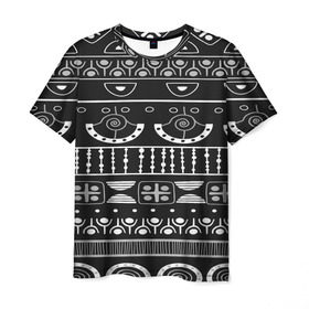 Мужская футболка 3D с принтом Black and White ethnic в Петрозаводске, 100% полиэфир | прямой крой, круглый вырез горловины, длина до линии бедер | pattern | индийские мотивы | индия | народы индии | национальная одежда | переплетение нитей | ткани | узор | этнический узор