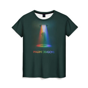 Женская футболка 3D с принтом Imagine Dragons Light в Петрозаводске, 100% полиэфир ( синтетическое хлопкоподобное полотно) | прямой крой, круглый вырез горловины, длина до линии бедер | demons | evolve | mirrors | radioactive | драконы | космос | музыка | нло | ночь | поп | радуга | рок | свет