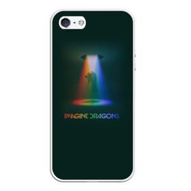 Чехол для iPhone 5/5S матовый с принтом Imagine Dragons Light в Петрозаводске, Силикон | Область печати: задняя сторона чехла, без боковых панелей | demons | evolve | mirrors | radioactive | драконы | космос | музыка | нло | ночь | поп | радуга | рок | свет