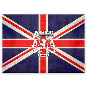 Поздравительная открытка с принтом Asking Alexandria флаг Англии в Петрозаводске, 100% бумага | плотность бумаги 280 г/м2, матовая, на обратной стороне линовка и место для марки
 | бен брюс | герб | группа | джеймс касселлс | дэнни уорсноп | жанр | кэмерон лидделл | лев | музыка | музыканты | песни | рок | сэм бэттли | хэви метал | электроникор