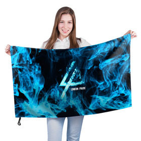 Флаг 3D с принтом Linkin Park синий дым в Петрозаводске, 100% полиэстер | плотность ткани — 95 г/м2, размер — 67 х 109 см. Принт наносится с одной стороны | альтернативный рок | линкин парк