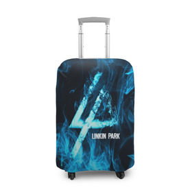 Чехол для чемодана 3D с принтом Linkin Park синий дым в Петрозаводске, 86% полиэфир, 14% спандекс | двустороннее нанесение принта, прорези для ручек и колес | альтернативный рок | линкин парк