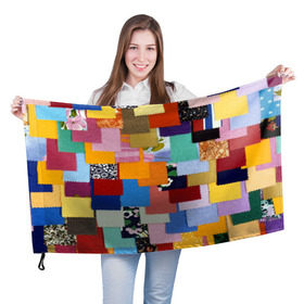 Флаг 3D с принтом Цветные лоскуты в Петрозаводске, 100% полиэстер | плотность ткани — 95 г/м2, размер — 67 х 109 см. Принт наносится с одной стороны | color | spray | капли красок | лоскуты | одежда | радуга | разноцветные | цветные