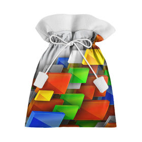 Подарочный 3D мешок с принтом Абстрактные фигуры в Петрозаводске, 100% полиэстер | Размер: 29*39 см | грань | краски | кубик | кубики | линии | мозаика | разноцветные кубы | ребро | текстура | тени | узор