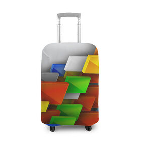 Чехол для чемодана 3D с принтом Абстрактные фигуры в Петрозаводске, 86% полиэфир, 14% спандекс | двустороннее нанесение принта, прорези для ручек и колес | грань | краски | кубик | кубики | линии | мозаика | разноцветные кубы | ребро | текстура | тени | узор