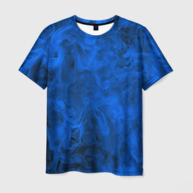 Мужская футболка 3D с принтом Синий дым в Петрозаводске, 100% полиэфир | прямой крой, круглый вырез горловины, длина до линии бедер | fire | flame | in fire | smoke | в огне | дым | огненный | огонь | текстуры