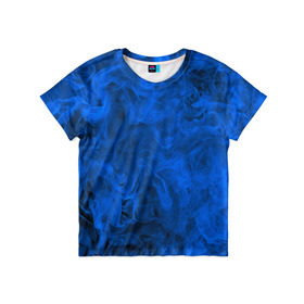 Детская футболка 3D с принтом Синий дым в Петрозаводске, 100% гипоаллергенный полиэфир | прямой крой, круглый вырез горловины, длина до линии бедер, чуть спущенное плечо, ткань немного тянется | fire | flame | in fire | smoke | в огне | дым | огненный | огонь | текстуры