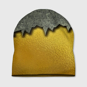 Шапка 3D с принтом Gold texture в Петрозаводске, 100% полиэстер | универсальный размер, печать по всей поверхности изделия | gold texture | абстракция | золото | камень | стена | текстуры