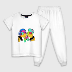 Детская пижама хлопок с принтом Барт и Милхауз в Петрозаводске, 100% хлопок |  брюки и футболка прямого кроя, без карманов, на брюках мягкая резинка на поясе и по низу штанин
 | 