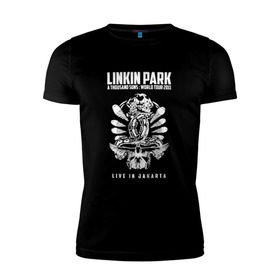 Мужская футболка премиум с принтом Linkin Park две эмблемы в Петрозаводске, 92% хлопок, 8% лайкра | приталенный силуэт, круглый вырез ворота, длина до линии бедра, короткий рукав | 