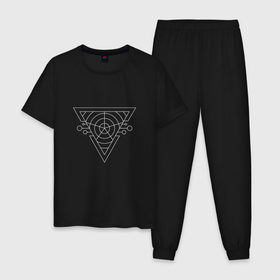 Мужская пижама хлопок с принтом Темный треугольник в Петрозаводске, 100% хлопок | брюки и футболка прямого кроя, без карманов, на брюках мягкая резинка на поясе и по низу штанин
 | абстракция | геометрия | круги | треугольник