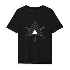 Мужская футболка хлопок Oversize с принтом Темные треугольники в Петрозаводске, 100% хлопок | свободный крой, круглый ворот, “спинка” длиннее передней части | 
