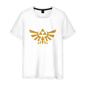 Мужская футболка хлопок с принтом The Legend of Zelda в Петрозаводске, 100% хлопок | прямой крой, круглый вырез горловины, длина до линии бедер, слегка спущенное плечо. | triforce | желтый | зельда | легенда | лого | трифорс | эмблема