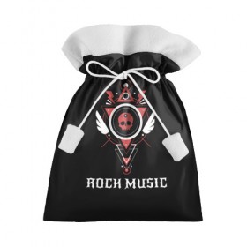 Подарочный 3D мешок с принтом Rock Music в Петрозаводске, 100% полиэстер | Размер: 29*39 см | Тематика изображения на принте: знаки | красный | музыка | рок | череп | черный