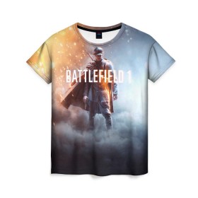 Женская футболка 3D с принтом Battlefield One в Петрозаводске, 100% полиэфир ( синтетическое хлопкоподобное полотно) | прямой крой, круглый вырез горловины, длина до линии бедер | battlefield 1 | battlefield one | dice | ea | electronic arts | frostbite | tm | батлфилд 1