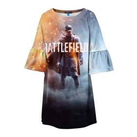 Детское платье 3D с принтом Battlefield One в Петрозаводске, 100% полиэстер | прямой силуэт, чуть расширенный к низу. Круглая горловина, на рукавах — воланы | battlefield 1 | battlefield one | dice | ea | electronic arts | frostbite | tm | батлфилд 1