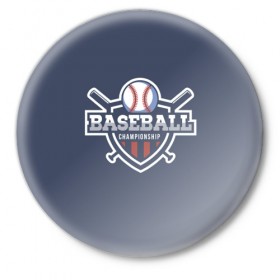 Значок с принтом Baseball в Петрозаводске,  металл | круглая форма, металлическая застежка в виде булавки | Тематика изображения на принте: baseball | аут | бейс | бита | бол | игра | мяч | страйк