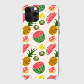 Чехол для iPhone 12 Pro Max с принтом Тропический рай в Петрозаводске, Силикон |  | ананас | арбуз | киви | лимон | манго | паттерн | тропики | фрукты