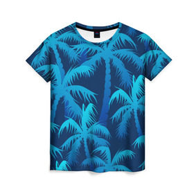 Женская футболка 3D с принтом Пальмы в Петрозаводске, 100% полиэфир ( синтетическое хлопкоподобное полотно) | прямой крой, круглый вырез горловины, длина до линии бедер | summer | лес | пальмы | природа