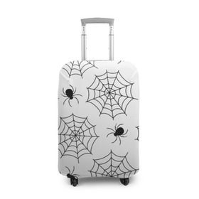 Чехол для чемодана 3D с принтом Паутинка в Петрозаводске, 86% полиэфир, 14% спандекс | двустороннее нанесение принта, прорези для ручек и колес | белый | паук | паутина | узор | хэллоуин | черный